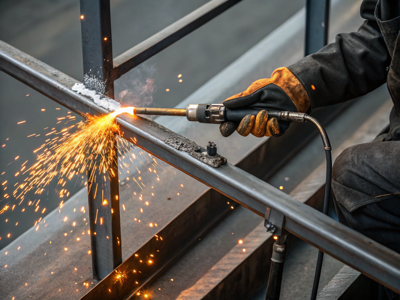 TIG welded architectural aluminum exterior staircase handrail