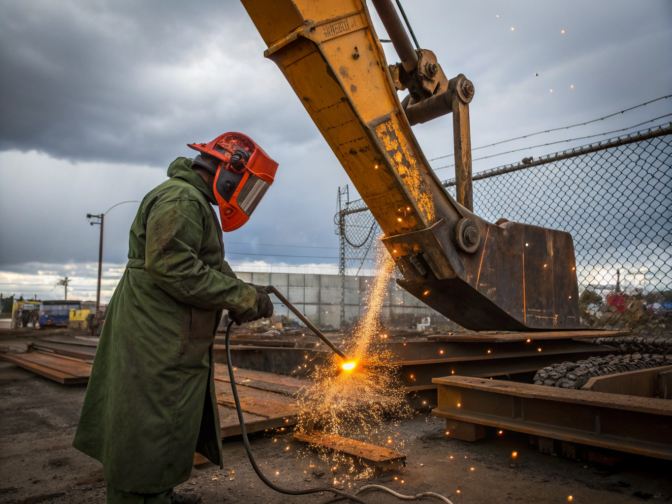 Excavator bucket lip and wear plate multi-pass structural weld repair