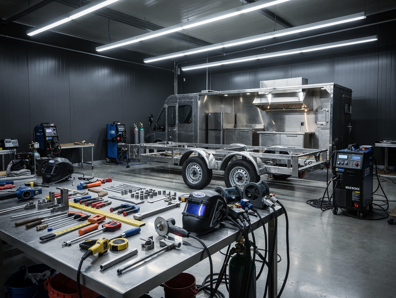 Food grade polished stainless steel frame assembly with argon shielded welds