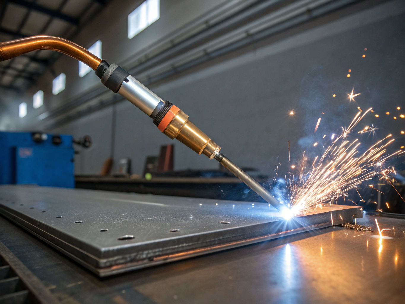 Close-up of precise TIG weld bead on round tubing with visible heat tint